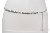 Women Silver Metal Chain Belt Square Charm S M L